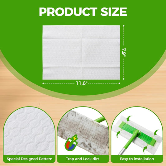 Dry Mop Refills - 160 Count Disposable Dusting Cloths - Electrostatic Cloths - 7.9"x11.6" Box Packing