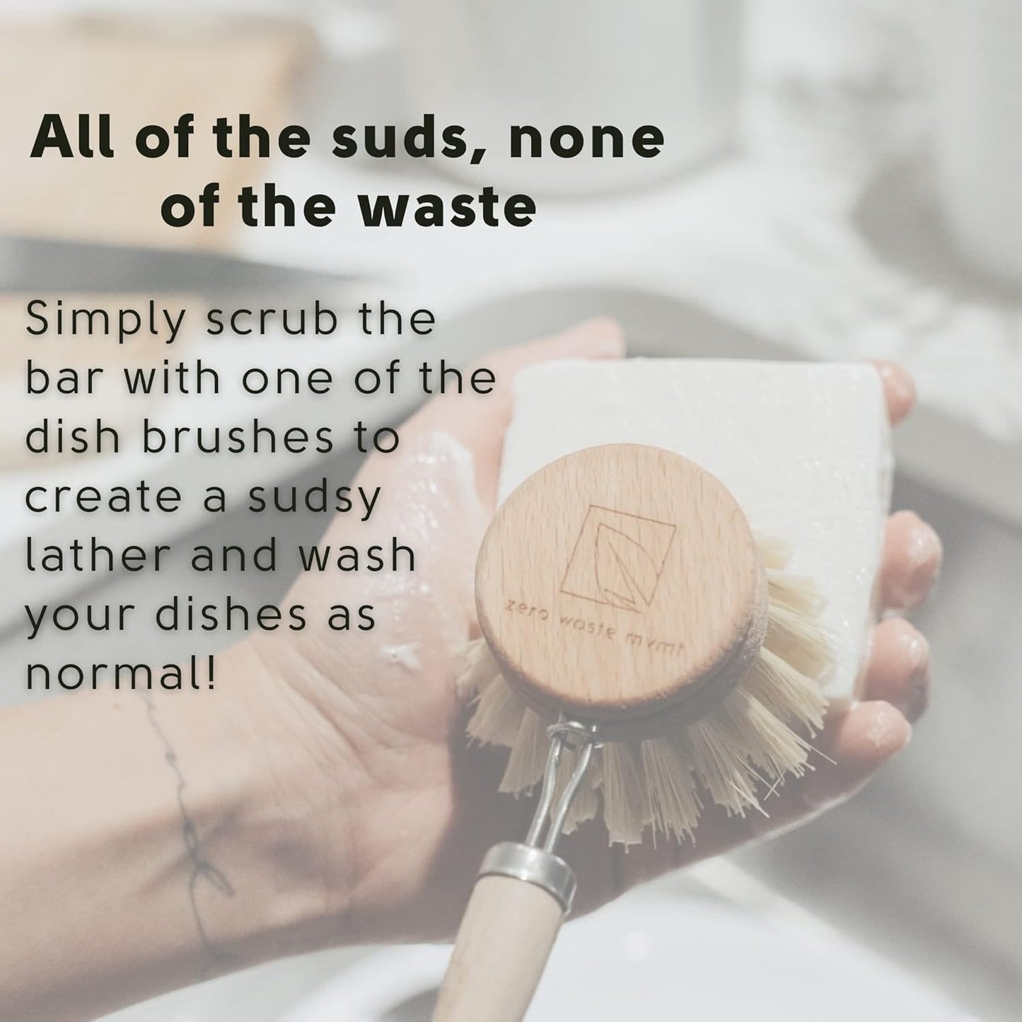Dish Washing Bundle Kit | Eco-Friendly Solid Dish Soap, Cedar Soap Tray, Bamboo Pot Brush | Organic & Vegan Ingredients, Non-Tox Dish Soap | 3pc. Set