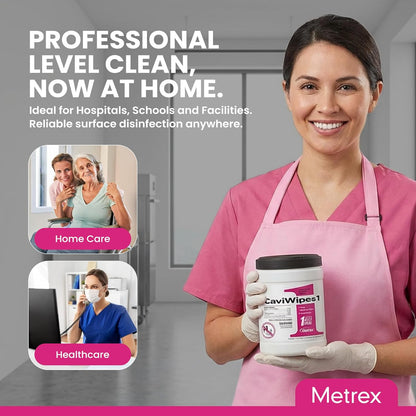 Metrex CaviWipes1 XL Surface Disinfectant Towelettes – Durable Non-Woven Disinfecting Wipes for Hard, Non-Porous Surfaces, Pre-Saturated with CaviCide1 – 9" x 12", 65 Wipes per Canister (Pack of 1)