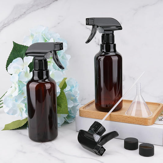 Plastic Spray Bottles Empty Spray Bottle 16.9oz/500ml 2 Pack Heavy Duty Spraying Bottles Mist/Stream Water Bottle for Cleaning Solutions, Essential Oils, Hair (Clear)