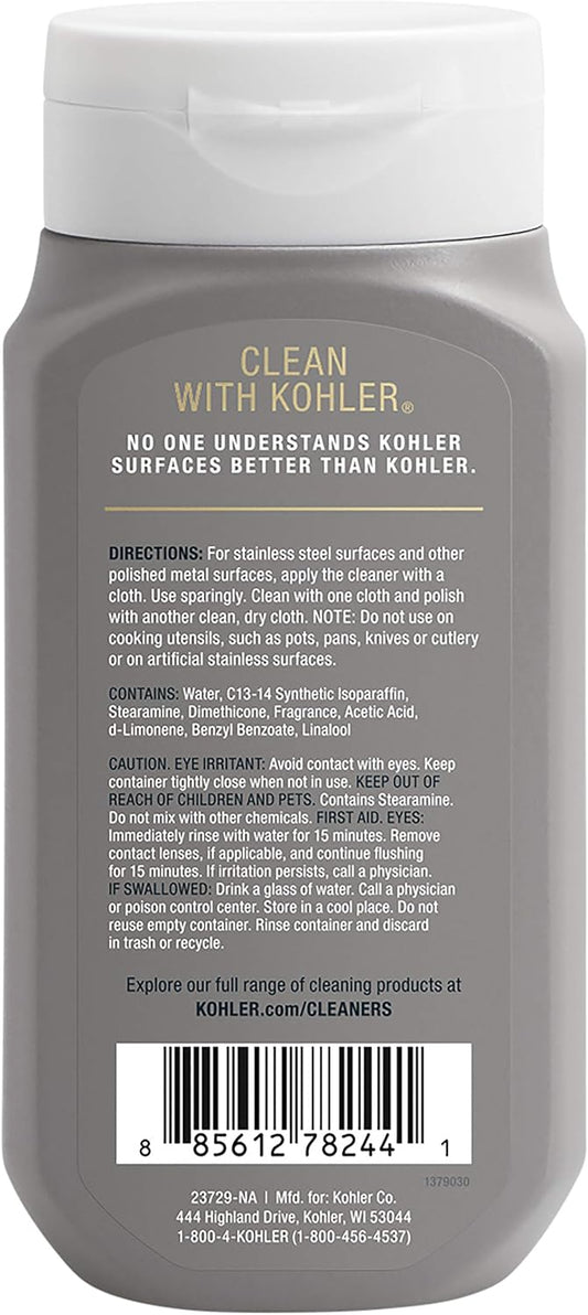 KOHLER K-23729-NA Stainless Steel Cleaner, Kitchen & Bathroom Cleaner, Polish & Protect Sinks & Other Surfaces, 8 FL Oz
