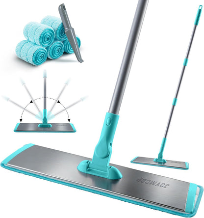 JOYMOOP 18 Inch Dust Mop for Hardwood Floors, Heavy Duty Industrial Wet Dry Mops with Telescopic Handle, Includes 5 Microfiber Mop Pads