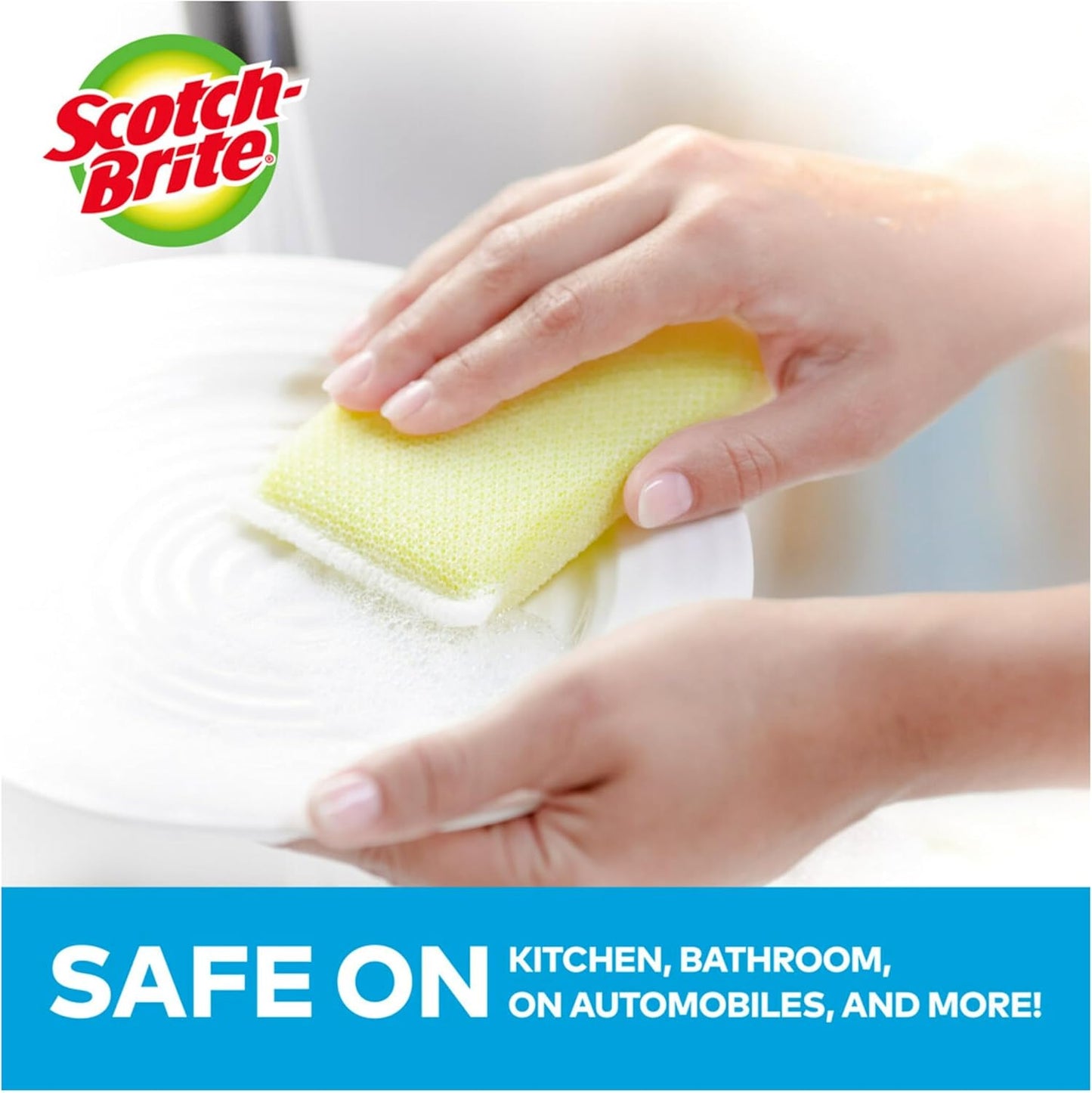 Scotch-Brite Dobie Non-Scratch All-Purpose Scrub Pads, 12 Total Pads (6 Packs of 2), Reusable Scouring Sponges for Kitchen & Bathroom, Safe on Non-Stick Cookware, Yellow