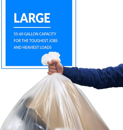 Reli. SuperValue 55-60 Gallon Trash Bags | 50 Count | Made in USA | Heavy Duty | Clear Multi-Use Garbage Bags