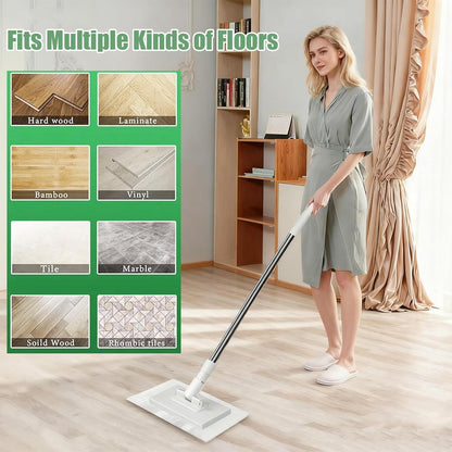 Snap Grip Mini Mop, Cloth Changing Mini Mop for Dry & Wet Disposable Pads, Lazy mopa Automatic gripping with Sweeping & Mopping, Long Handle Disposable Dust Mop for Hardwood, Tile, Small Space(White)