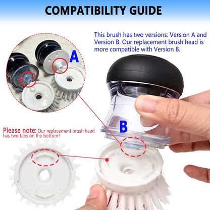 4 Pack Dish Brush Refill Heads for OXO Soap Dispensing Palm Brush, Kitchen Dish Scrubber Cleaning Replacement Head, Gray