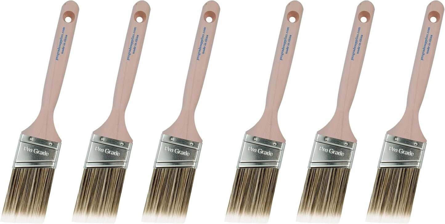 Pro Grade 2 Inch Angled Paint Brush (3 Pack) – Professional Angle Sash Brushes for Cutting in Trim, Walls, Cabinets & Detail Work – Works with Latex & Oil-Based Paint