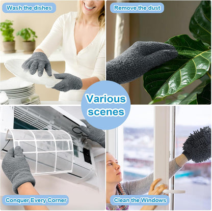3 Pcs Microfiber Dusting Mitt Gloves Microfiber Plant Cleaning Gloves for Leaf Cleaning Plant Blinds Furniture House (Deep Pink)
