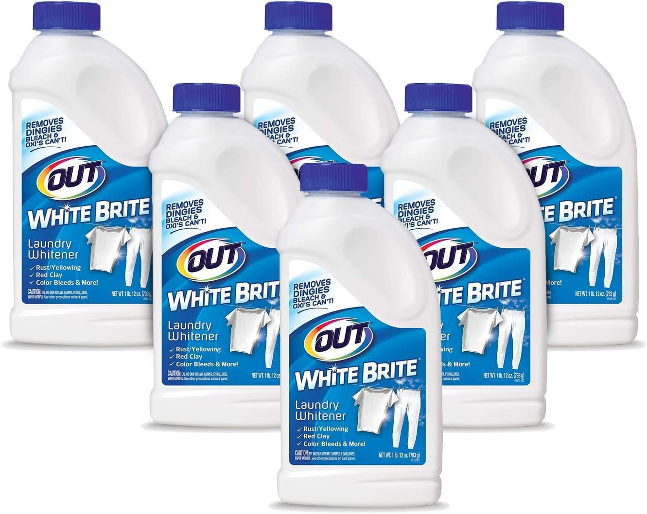 OUT White Brite Laundry Whitener Bleach Alternative, Stain Remover Detergent Booster Powder for Clothes, 4 Pound 12 Ounce Bottle