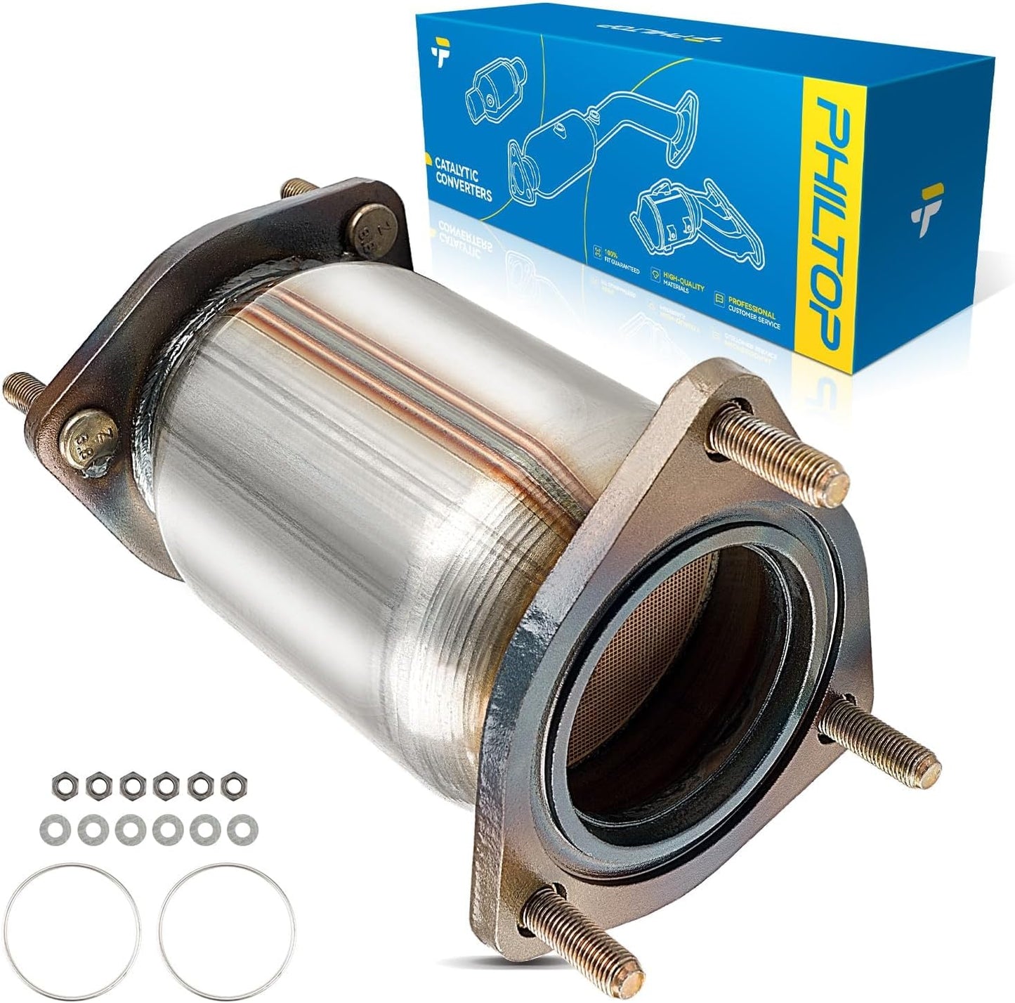 PHILTOP Left and Right Catalytic Converter Replacement For 2005-2010 300 2.7/3.5L V6 RWD, 2006-2010 Charger 2.7/3.5L V6 RWD, 2005-2008 Magnum 2.7/3.5L V6 RWD Replace 55434, 55433 (EPA Compliant) - Colors B