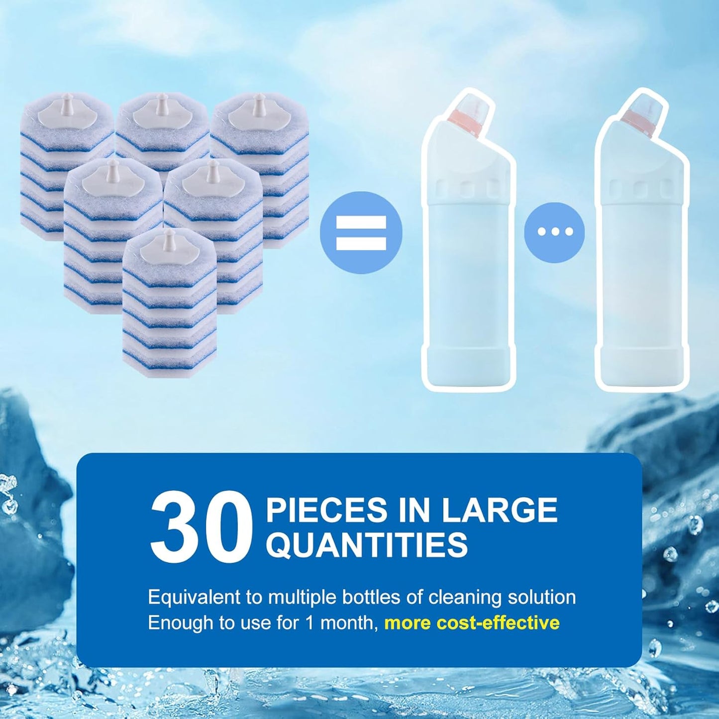 Upgraded 60pcs Toilet Wand Refills fits Clorox Toilet Wand, Thickened Cleaning Layer, Won’t Fall Apart, Disposable Bathroom Cleaning Scrub Pads with Fresh Scent, for Home & Commercial Use