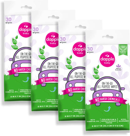Dapple Baby All Purpose Cleaning Spray and All Purpose Wipes - (2 Pack) 16.9 fl oz Bottle - 30 Cleaning Wipes Total - Fragrance-Free, Hypoallergenic & Plant-Powered - Baby Essentials