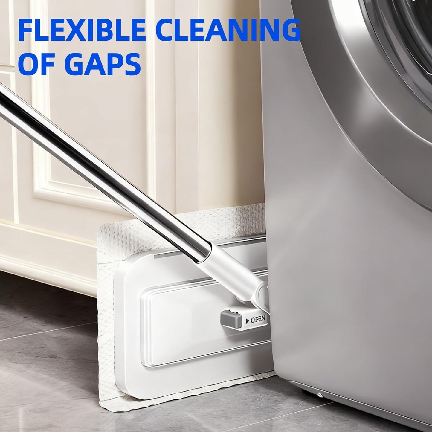 Snap-Grip Mini Mop with 39in Handle — INWEJIA Zero-Touch Gap Dust Cleaner & Locking Head, Disposable Lazy Mop Wet and Dry for Kitchen Bathroom Toilet Corners Window Wall Cleaning