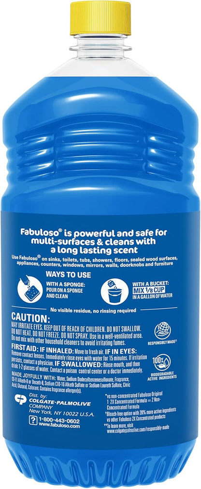 Fabuloso Multi-Purpose Cleaner, 2X Concentrated Formula, Refreshing Lemon Scent, 56 oz