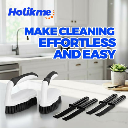 Scrub Brush - 6 Pack, Scrub Brushes for Cleaning, Heavy-Duty Scrub Brush, Stiff Bristles Cleaning Brush, for Kitchen, Bathtub, Floor and Wall Surfaces, Grey