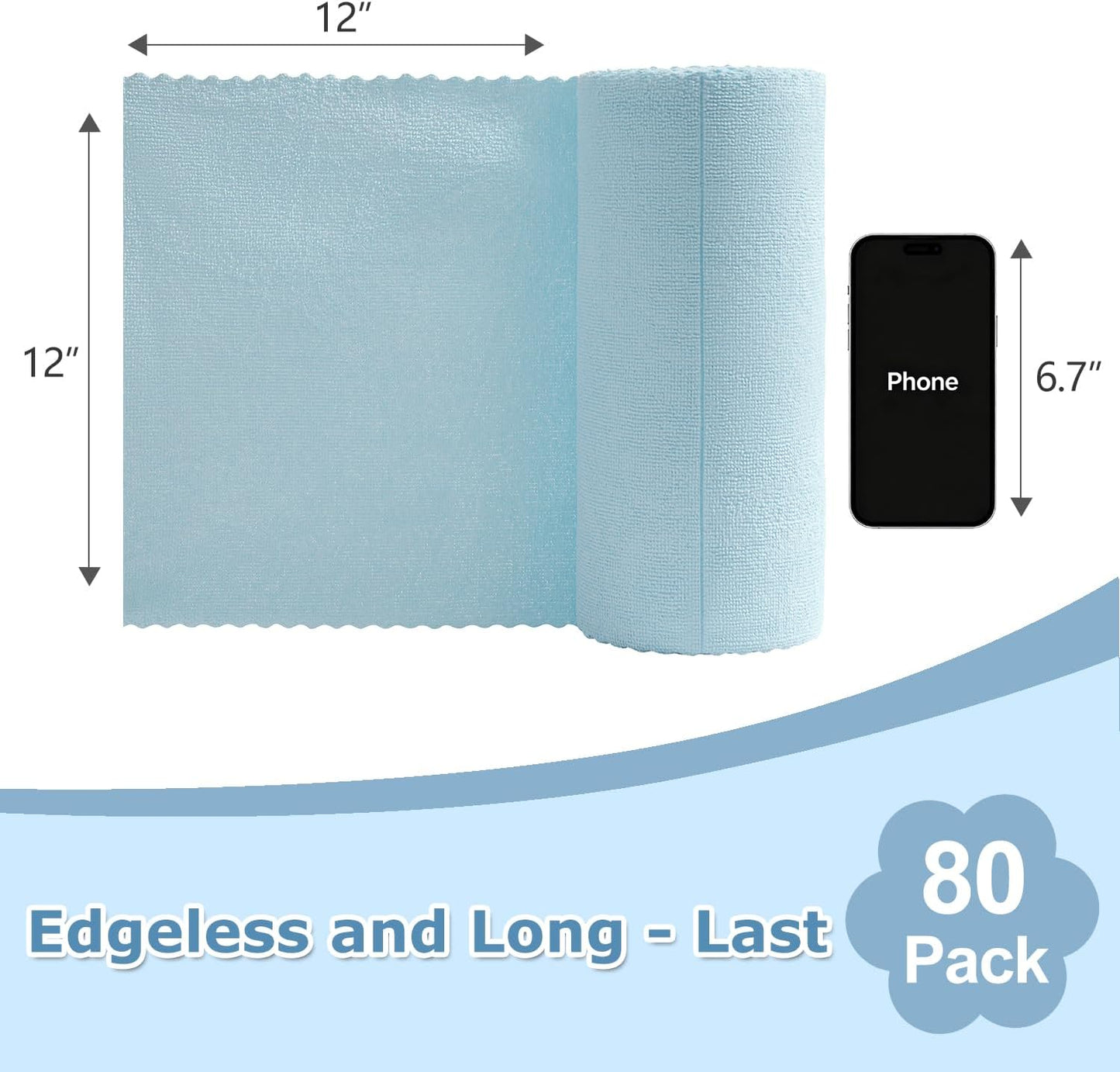 80 Pack Microfiber Cleaning Cloth Roll Reusable Paper Towels 12"x12" Tear Away Cloth, Microfiber Towels for Cars, Wash Cloths, Lint Free Dark Grey Rags for House, Kitchen,Window,Cleaning Supplies