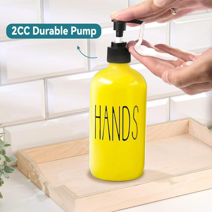 COHOSEGE Glass Soap Dispenser Set 2 Pack,Contains Hand and Dish Soap Dispenser.Premium 16 Oz Black Kitchen Soap Dispenser Set for Kitchen Sink and Farmhouse Decor