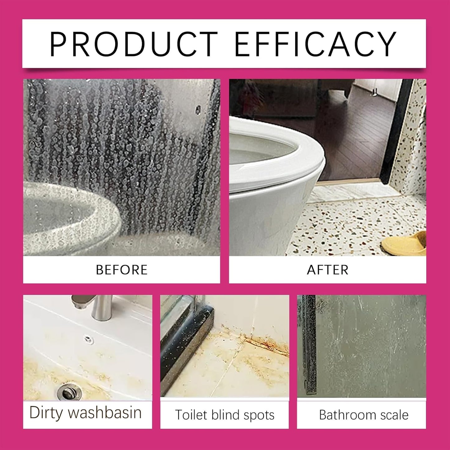 Gefanly Bathroom Cleaner, 10 Fl Oz Powerful Pink Bathroom Cleaner Spray, Bathrooms Descaler Foam Cleaners for Sink Tub Floor Tile (1pcs)