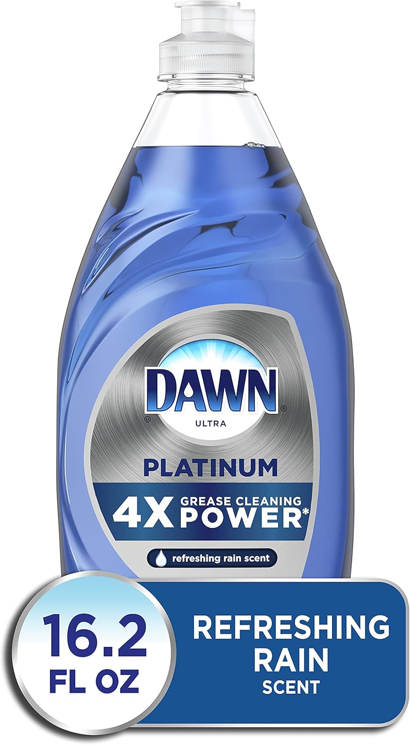 Dawn Platinum Refill Jug Dish Soap, Fresh Rain Scent Liquid Dishwashing Detergent Powerful Dawn Dish Soap for Tough Grease Removal Dishwashing Liquid Value Pack, 51.5 oz (Pack of 2)