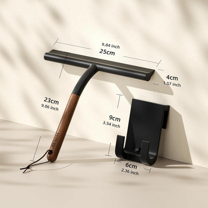 Shower Squeegee for Shower Glass, Bathroom Glass Cleaning Tool with Hook Mount, Squeegee for Glass Doors, Window Cleaning, Tile Shower Walls (White)
