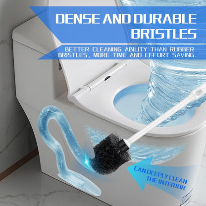 AONEZ Toilet Brush and Holder Set, 2 Pack Long-Handle Toilet Brush, Non-Slip Grip, Nylon Bristles, Deep Cleaning for Bathroom, Toilet Scrubber- Black