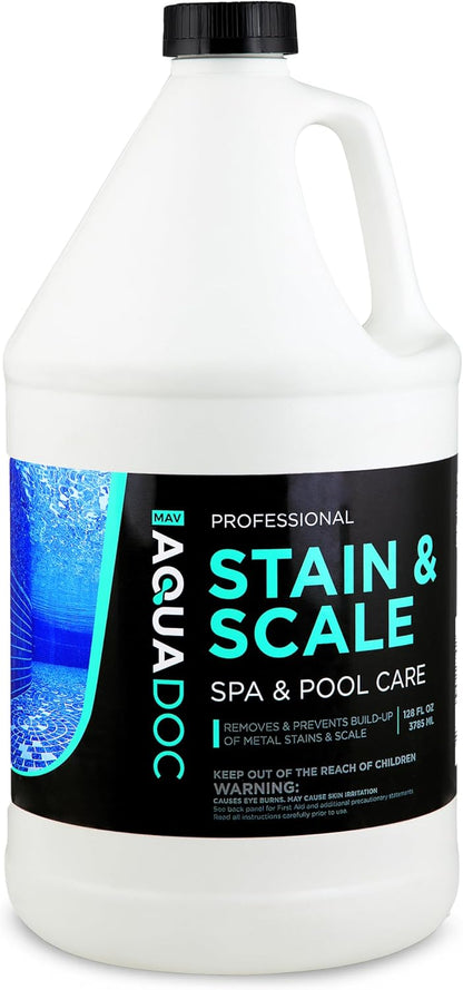 AquaDoc Spa Stain and Scale Control for Hot Tubs - 32oz - Hot Tub Descaler That Helps Prevent & Remove Metal Stains and Scale - Made in USA