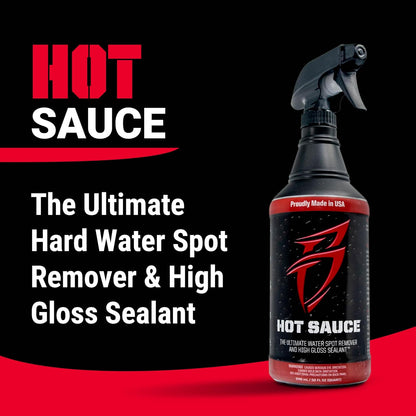 Boat Bling Hot Sauce Premium Hard Water Spot Remover w/High-Gloss Wax Sealants, 32 oz., black