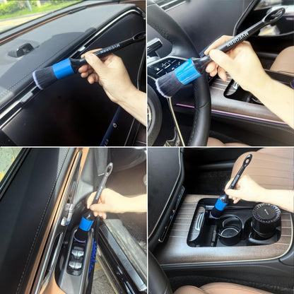 MVEQRRN 6pcs Car Detailing Brush Set-2pcs Boars Hair Car Detailing Brushes,2pcs Ultra Soft No Scratch Detailing Brush for Air Vent,Leather Seat 2pcs Detail Brushes car Detailing for Interior Exterior