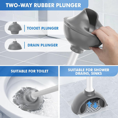 LOVLOY Toilet Plunger and Brush, Bowl Brush and Heavy Duty Toilet Plunger Set with Ventilated Holder, 2-in-1 Toilet Brush and Plunger Combo for Bathroom Cleaning (2, White)
