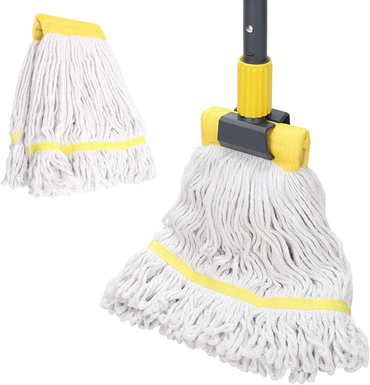 KeFanta Commercial Mop Heavy Duty Industrial Mop with Long Handle,60" Looped-End String Wet Cotton Mops for Floor Cleaning,Home,Kitchen,Office,Garage and Concrete/Tile Floor