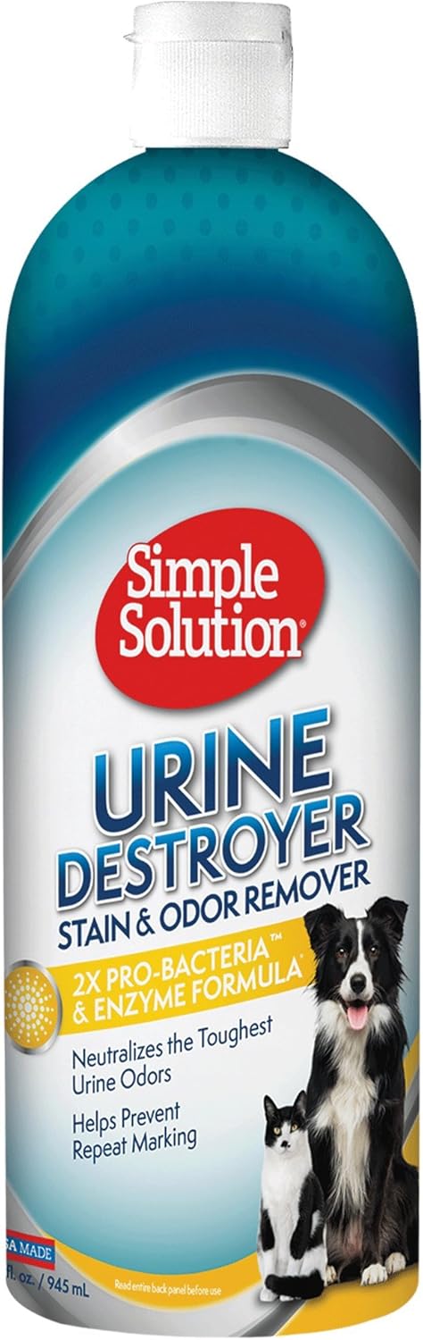 Simple Solution Urine Destroyer, Enzymatic Cleaner and Urine Odor Eliminator, Pet Stain Remover, Dog Pee Stain Destroyer, Cat Urine Neutralizer, Carpet Cleaner, Rug Deodorizer, Spot Cleaner, 1 Gallon