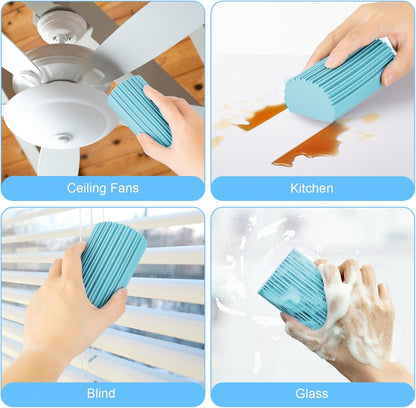 2-Pack Damp Duster Sponge for Clean, Magic Sponge Eraser Baseboard Cleaner Tool, Dusters for Cleaning Blinds, Glass, Vents, Railings, Mirrors,Window Track Grooves and Faucets