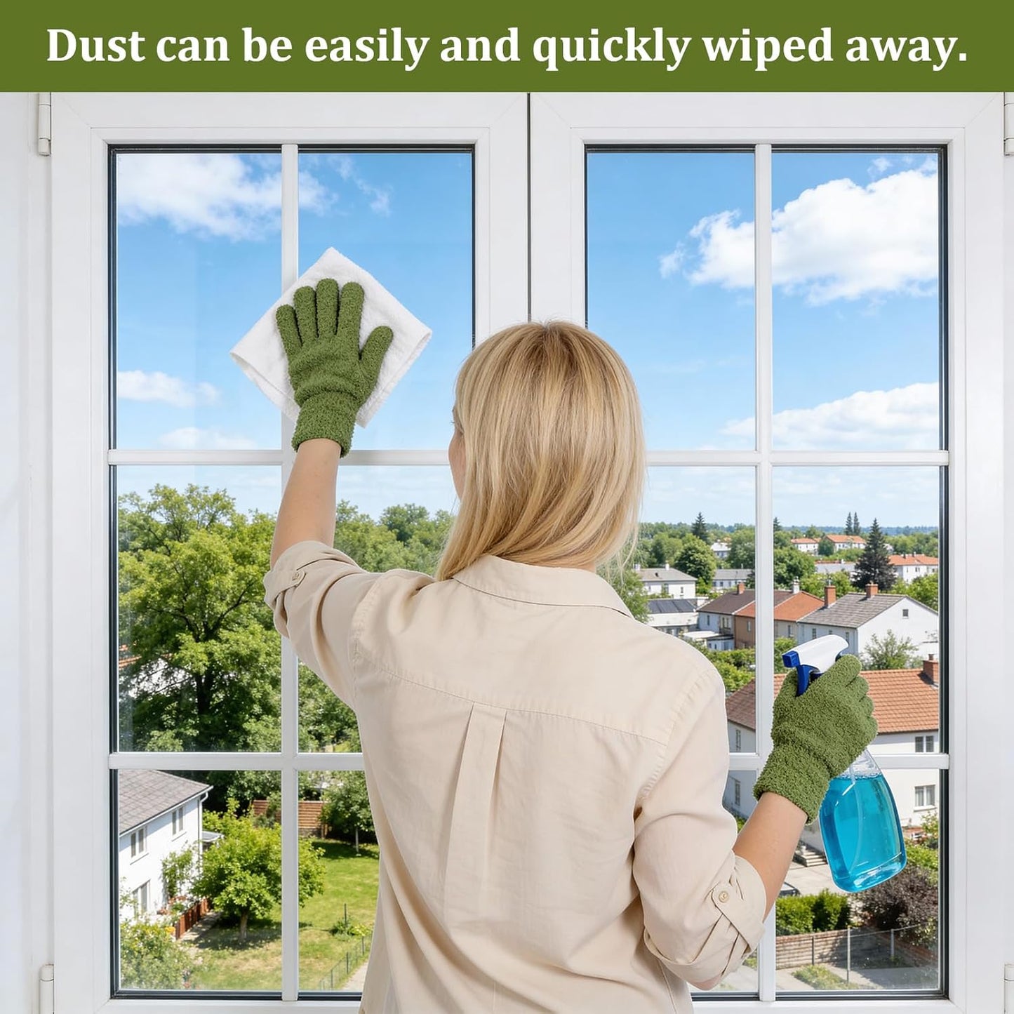 Abeillo Microfiber Gloves for Plants Dusting Cleaning, Reusable Washable Cleaning Gloves Mittens House Cars Blinds Dusting