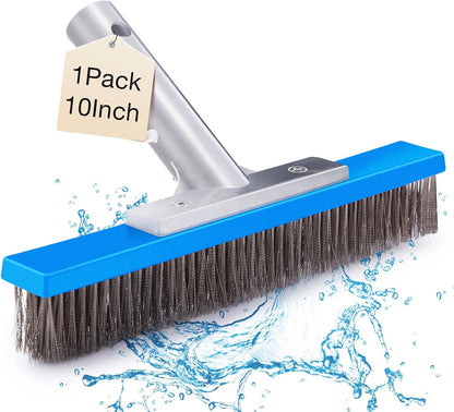 Gejoy 1 Pcs 5" Stainless Steel Brush Pool Brush Head for Inground Pools, Algae Metal Wire Bristles and Aluminum Back Scrubber Heavy Duty Curved Ends for Tiles, Rust Stains Concrete Walls
