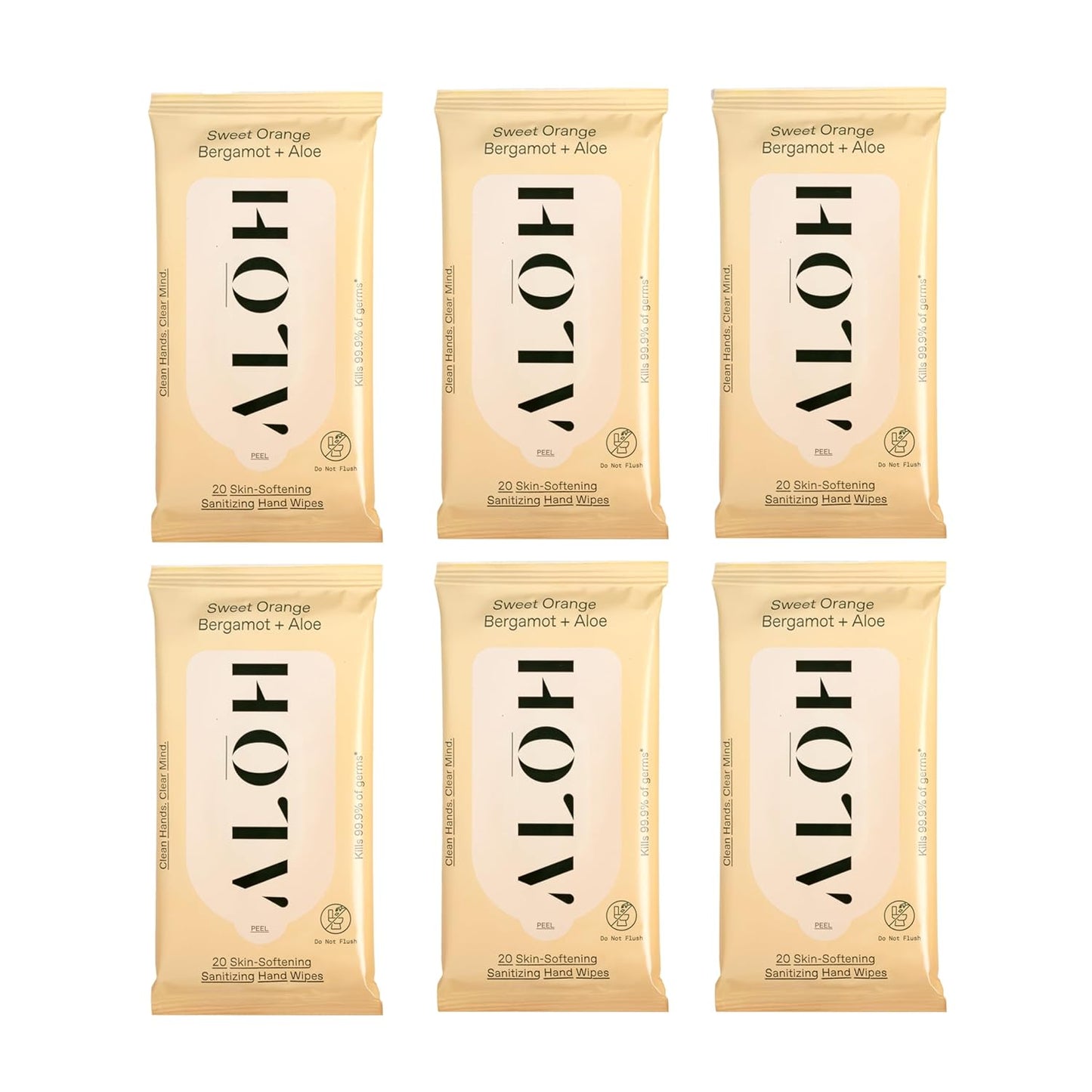 ALŌH Peppermint Eucalyptus + Aloe Sanitizing Hand Wipes - Clean Hands, Clear Mind On The Go Sanitizer for Kids and Adults - Travel Size 3 Pack 20ct Wipes (60 Wipes)