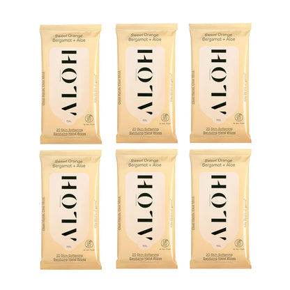 ALŌH Peppermint Eucalyptus + Aloe Sanitizing Hand Wipes - Clean Hands, Clear Mind On The Go Sanitizer for Kids and Adults - Travel Size 3 Pack 20ct Wipes (60 Wipes)