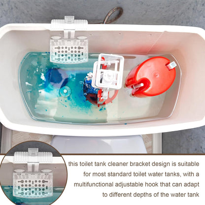 2 Sets Transparent Toilet Tank Carrier with Dual Suction Cup and Adjustable Hook Toilet Tank Cleaner Bracket Can Holder for Dissolved Cleaning Tablets