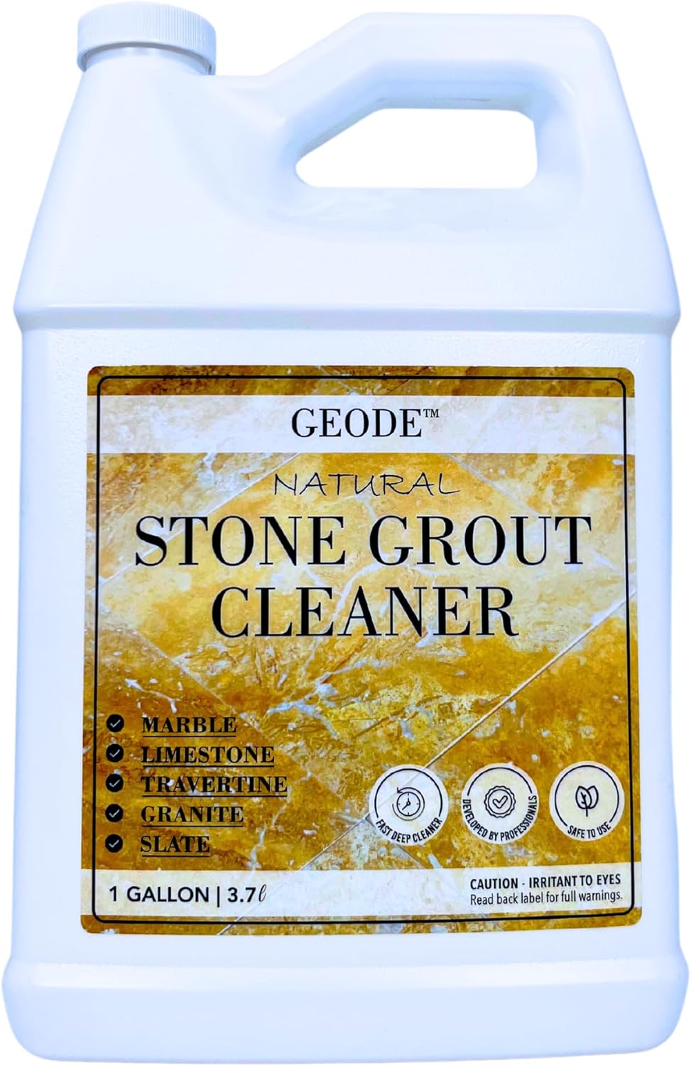GEODE Natural Stone Grout Cleaner & Brush for tile floors - non-damaging, safe for Marble, Limestone, Travertine, Ceramic - Industrial Strength Tile, Stain Remover, Powerful Formula (32 oz)