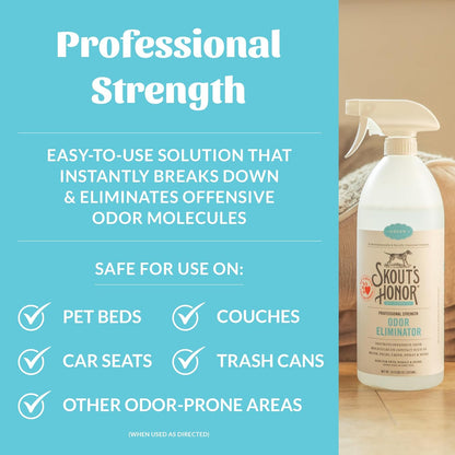 Skout's Honor Skunk Odor Eliminator for Pets, Indoor, and Outdoor Surfaces – Eliminate Skunk Spray Odor, Eco-Friendly, Cruelty-Free Solution for Pets and Surfaces, 32 oz