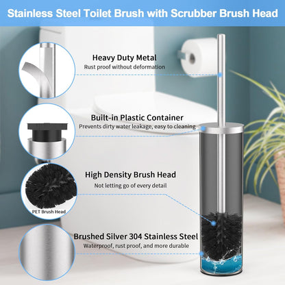 Stainless Steel Toilet Brush and Holder Set Oil Rubbed Matte Black Heavy Duty Toilet Bowl Brush with Long Handle for Bathroom and Farmhouse