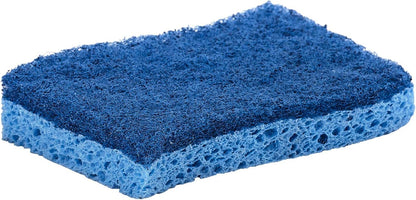 Non-Scratch Cellulose Sponge Kitchen Scrub Sponge with Scouring Pad Set, Good for Non-Stick Cookware Frying Pan, Pot, Counter Top, Sink Scrubbing, Kitchen Scrubbers, Pack of 2, (Red/Pink)