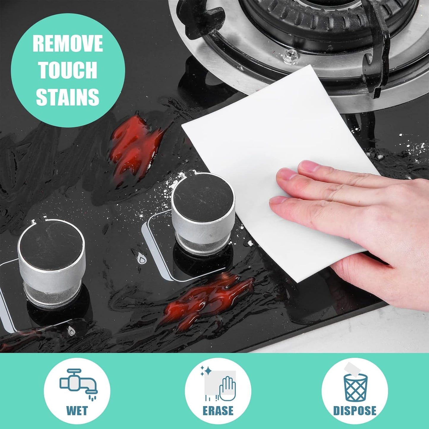 200 Pack Eraser Sheets Disposable Cleaning Sponge Thin Foam Sponge Nano White Eraser Wipes for Bathroom Kitchen Dish Furniture, Hard to Reach Places