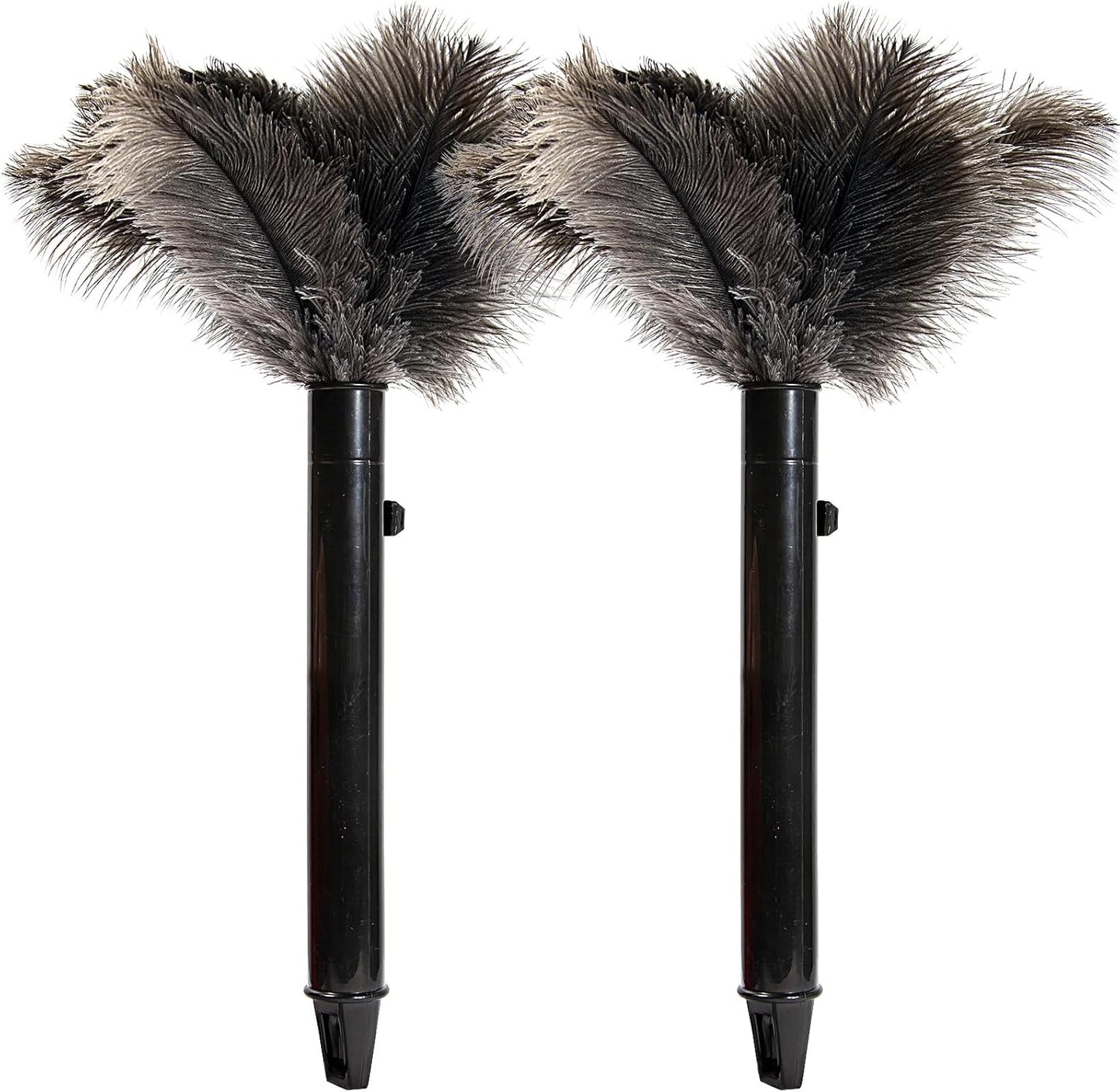 Retractable Ostrich Feather Duster for Cleaning, Fluffy and Natural Feather Duster with Retractable Handle， Reusable Eco-Friendly Handheld Cleaning Supplies (15 inch)