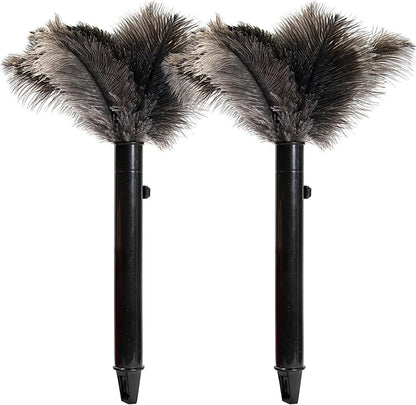 Retractable Ostrich Feather Duster for Cleaning, Fluffy and Natural Feather Duster with Retractable Handle， Reusable Eco-Friendly Handheld Cleaning Supplies (15 inch)