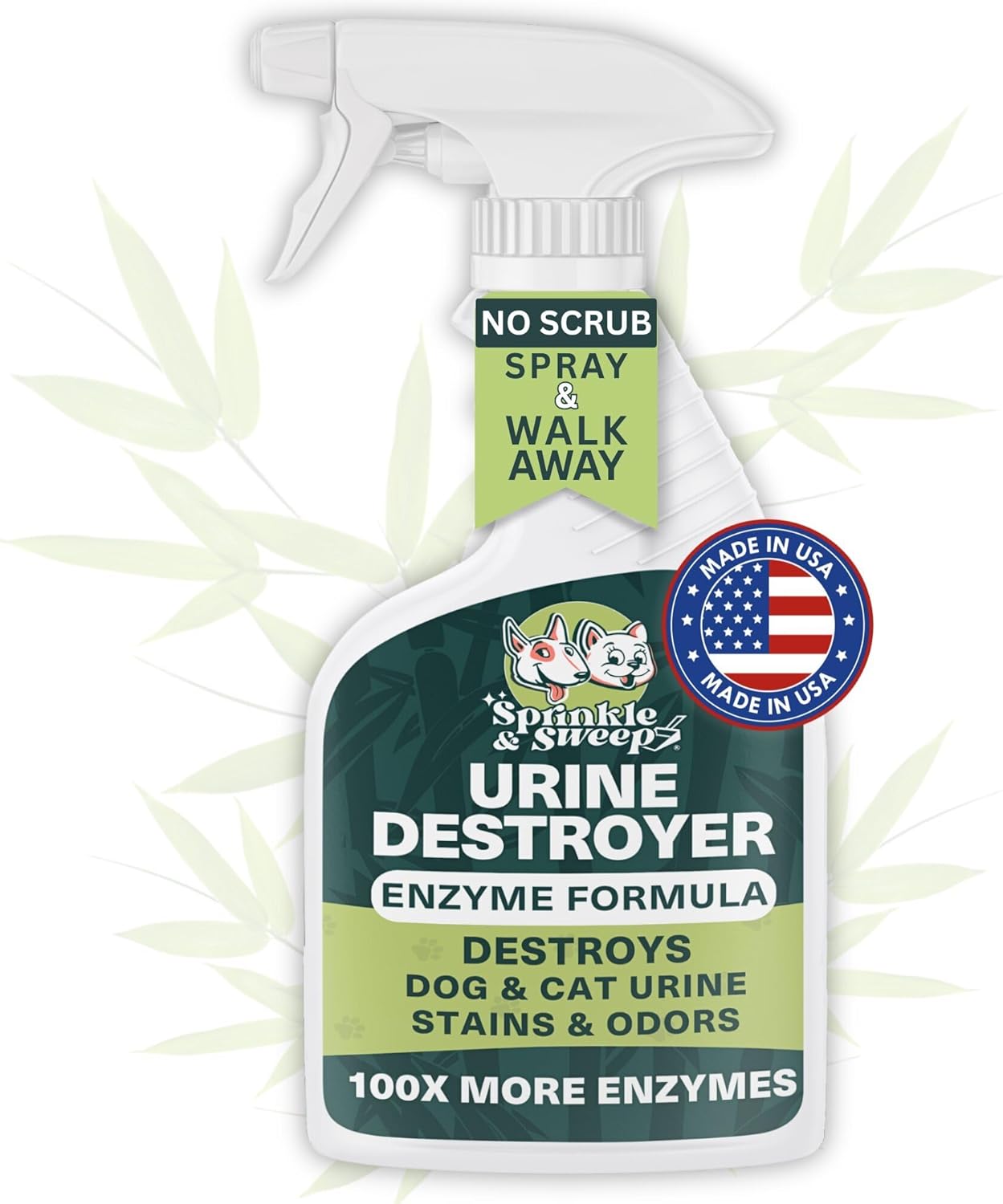 Sprinkle & Sweep: Pet Stain & Odor Enzyme Spray - 24oz - No Scrubbing Concentrated Formula, Dog & Cat Urine & Mess Destroyer, Carpet Spot Cleaning