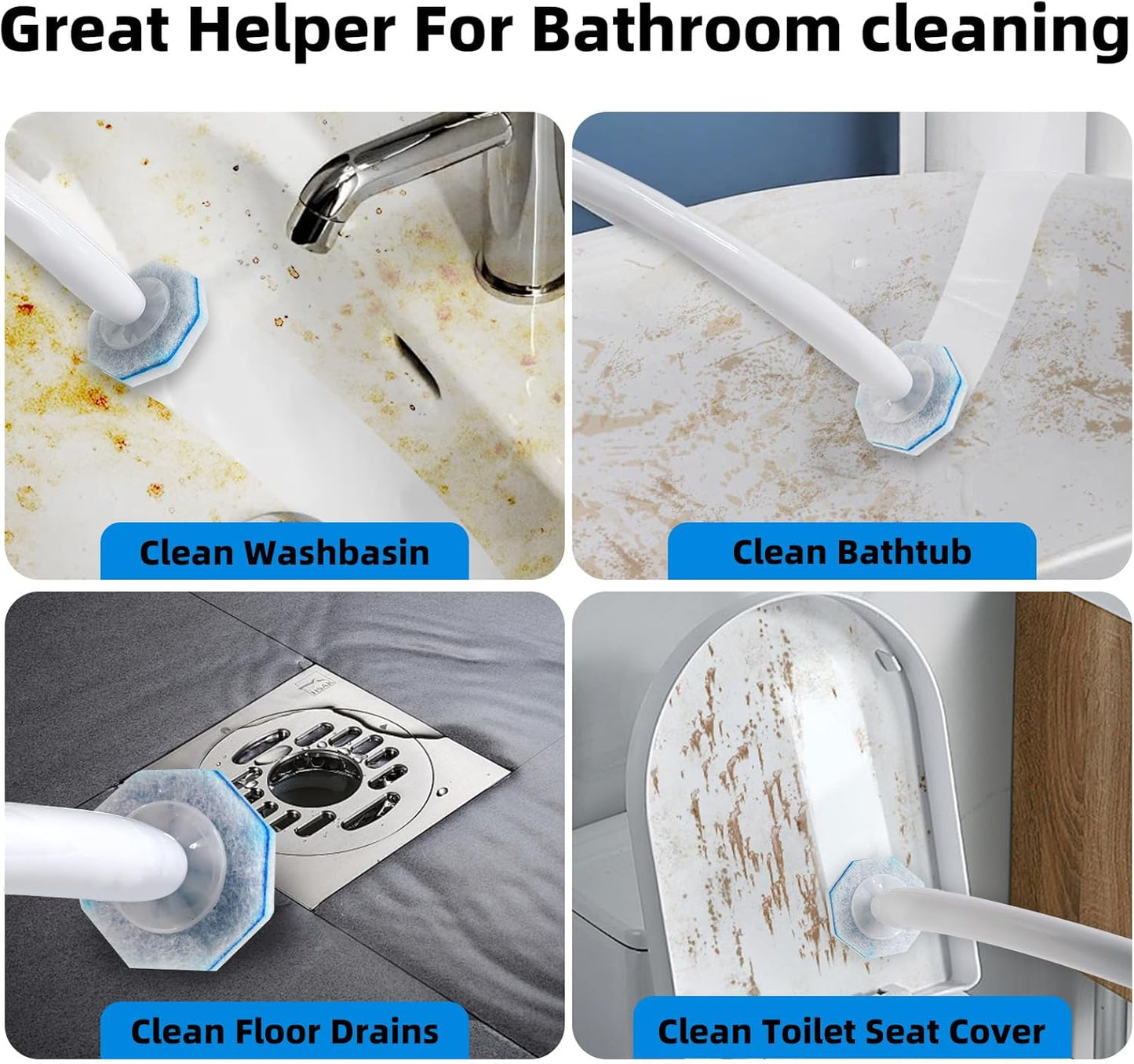 30Pcs Disposable Toilet Wand Refills Compatible with Clorox Toilet Wand. Easy Cleaning Toilet Bowl Fiber Wand Heads Compatible with Most Toilet Brushes