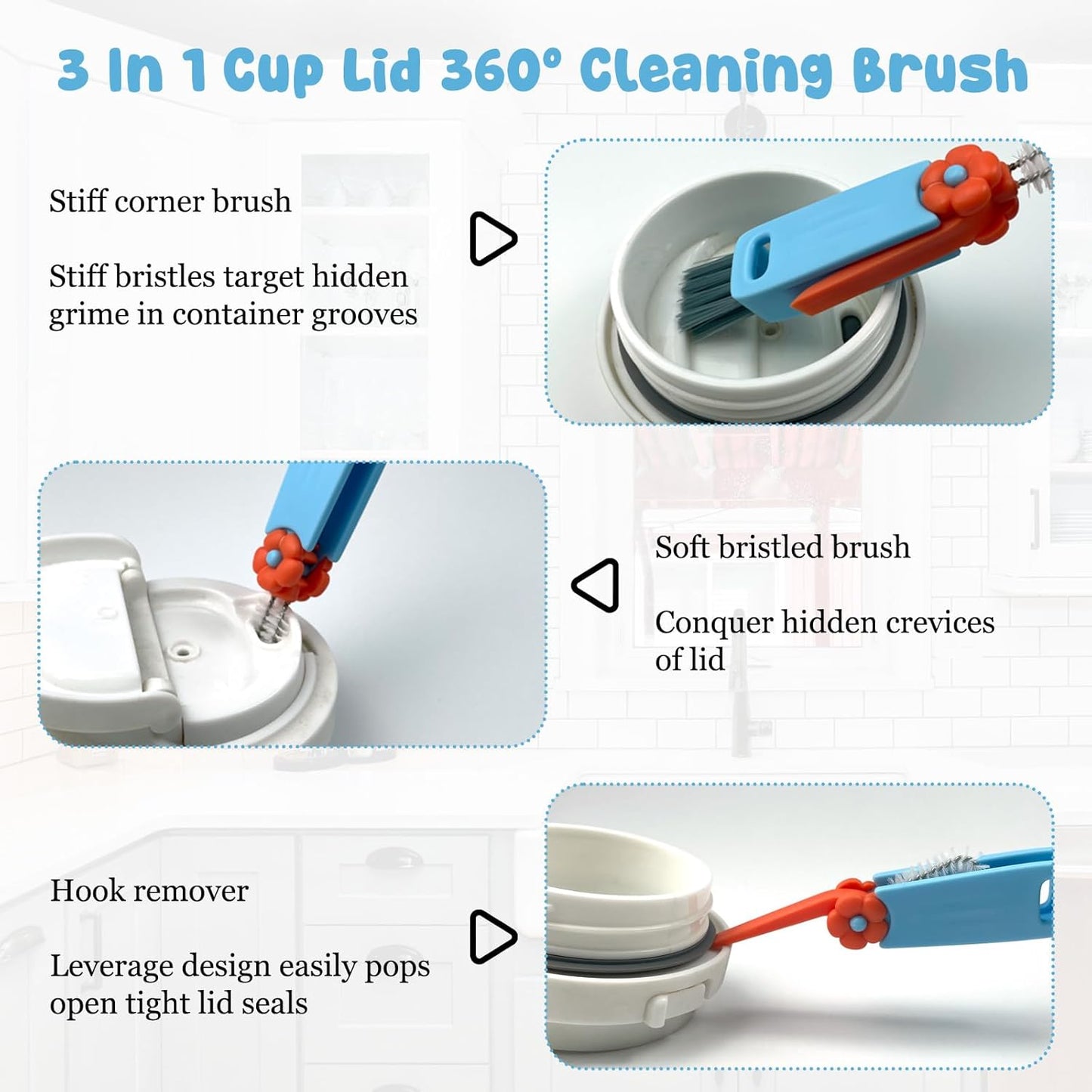 4 Pack Water Bottle Cleaning Kit Straw Cleaner Bottle Brush Cleaner for Owala FreeSip 24oz/32oz/40oz, Silicone Long Brush for Stanley, Sport Bottles, Water Bottles, Coffee Mugs