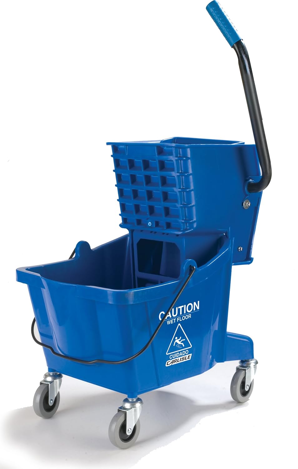 SPARTA Commercial Mop Bucket with Side Press Wringer, Floor Cleaning Essentials for Commercial and Home Use 26 Quart Capacity, 1 Count, Red