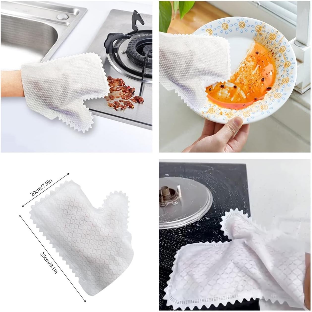 Home Dust Removal Gloves, Microfiber Fish Scale Cleaning Duster Glove, Washable, Reusable Wet & Dry Kitchen Mitt