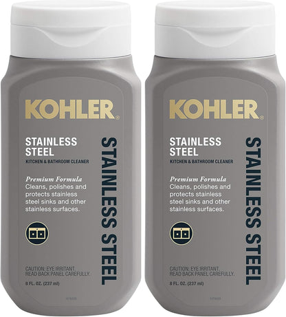 KOHLER K-23729-NA Stainless Steel Cleaner, Kitchen & Bathroom Cleaner, Polish & Protect Sinks & Other Surfaces, 8 FL Oz